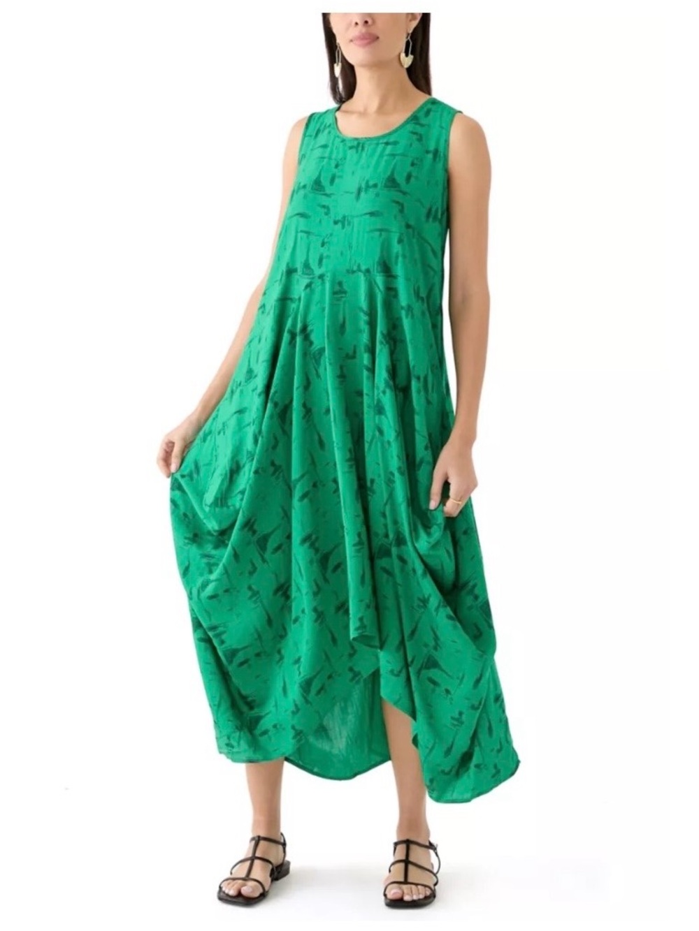 Patrizia Luca Milano NWT Green Print Midi Dress XL